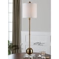 thumbnail image 2 of Allora 1-Light Metal and Crystal Buffet Lamp with White Shade in Brushed Brass, 2 of 2