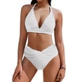 thumbnail image 2 of UTSJKR Women Two Piece Bathing Suits Push Up Bikini Set Summer Beach Fashion Halter Swimsuit Vintage Swimwear White XXL, 2 of 8