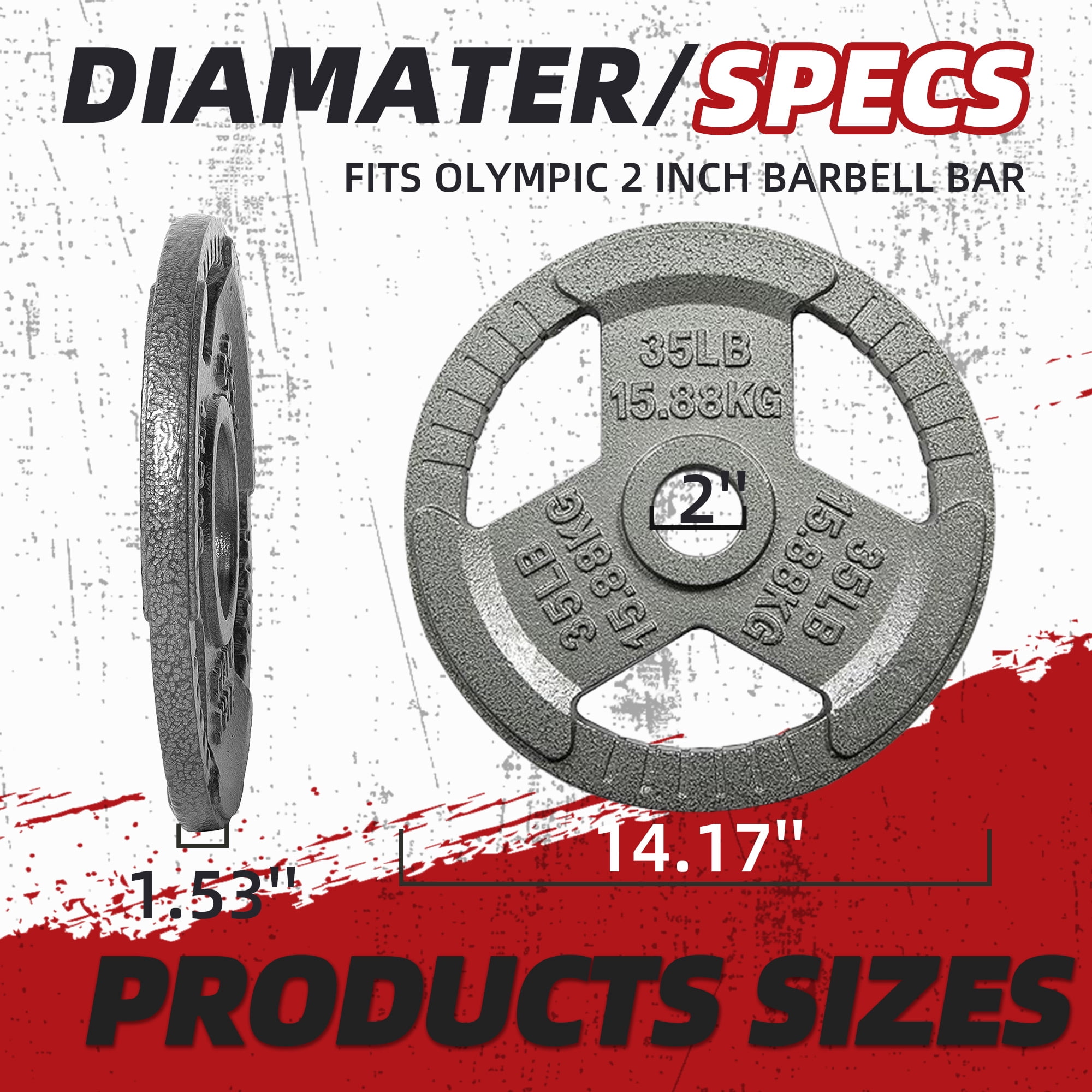 BalanceFrom Cast Iron Weight Plates，1-Inch or 2-Inch Center Hole, Multiple Sizes & Sets Available，for Strength Training & Weightlifting