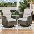thumbnail image 2 of OPOHORO High Back Patio Swivel Glider Chairs Set of 2, All Weather Outdoor Gray Wicker Swivel Glider Rocking Chairs for Porch Deck with Thick Cushion in Beige, 2 of 10