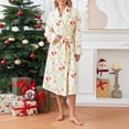 thumbnail image 3 of Women Flannel Robe Home Sleepwear Clothes Floral Print Shawl Collar Bathrobe Kimono Robe with Belt Winter Warm Pajamas, 3 of 5