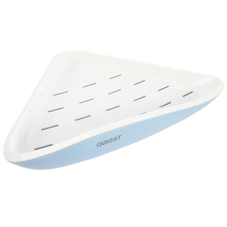 OUNONA Blue Plastic Corner Shelf for Bathroom Vanity and Shower Storage OUNONA Blue Plastic Corner Shelf for Bathroom Vanity and Shower Storage