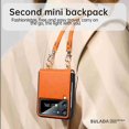 thumbnail image 2 of Decase for Samsung Galaxy Z Flip 4 Case,Lanyard Strap Anti-Drop,Ultra Thin Leather Case with Removable Strap Shockproof Case for Women Girl Lady,Orange, 2 of 7