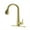 Gold, variant on Cfowner Stainless Steel Kitchen Sink Faucet, Commercial Faucets with Pull Down Sprayer, Single Handle Faucet, Single Hole Deck Mount