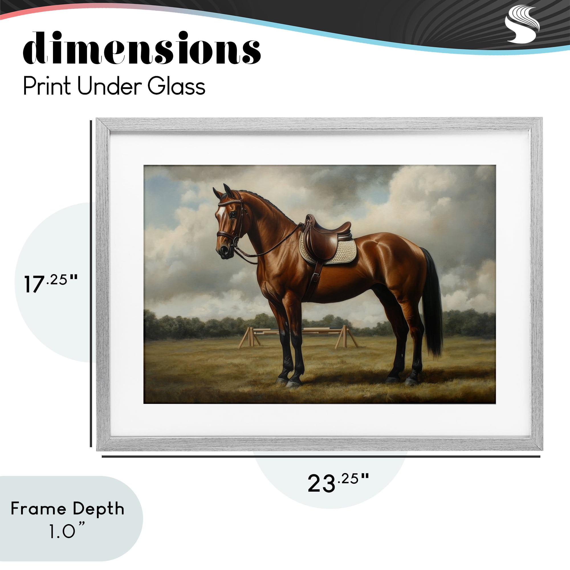 Stupell Industries Red Mare in Pastoral Landscape Gray Framed Print Under Glass, design by Petal Prints Design