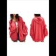 thumbnail image 3 of Sudadera con Capucha Informal de Larga con Cremallera y Bolsillos para Mujer, Talla Grande Rojo L, 3 of 7