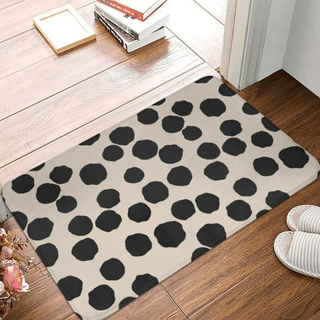 

Front Door Mat Indoor Outdoor Outside Entrance - 16*24in Washable Irregular Black Polka Dots -Thin Bathroom Rugs Fit Under Door Kitchen Rugs Mats for Floor Bath Rugs for Bathroom