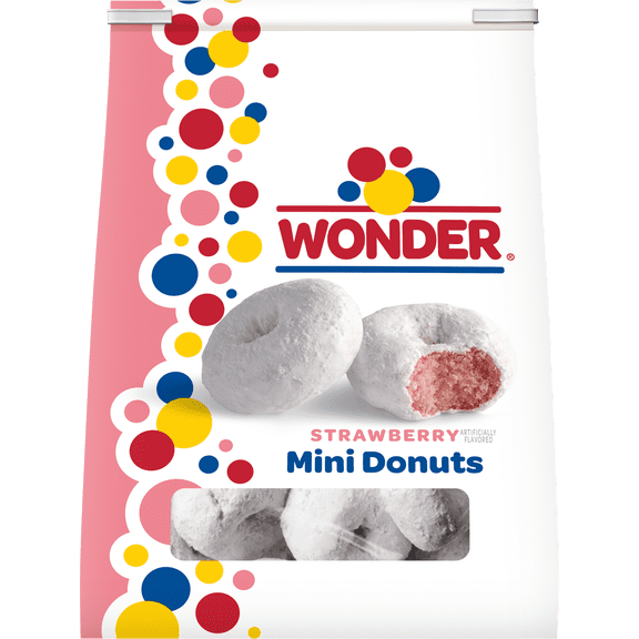 Wonder Strawberry Flavored Mini Donuts, Shareable Strawberry Donuts, 10 oz Bag