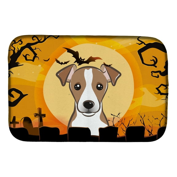 Halloween Jack Russell Terrier Dish Drying Mat
