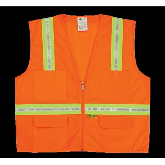 2W 8038-A XXL Multi-Pocket Surveyor Vest - Orange- XX-Large