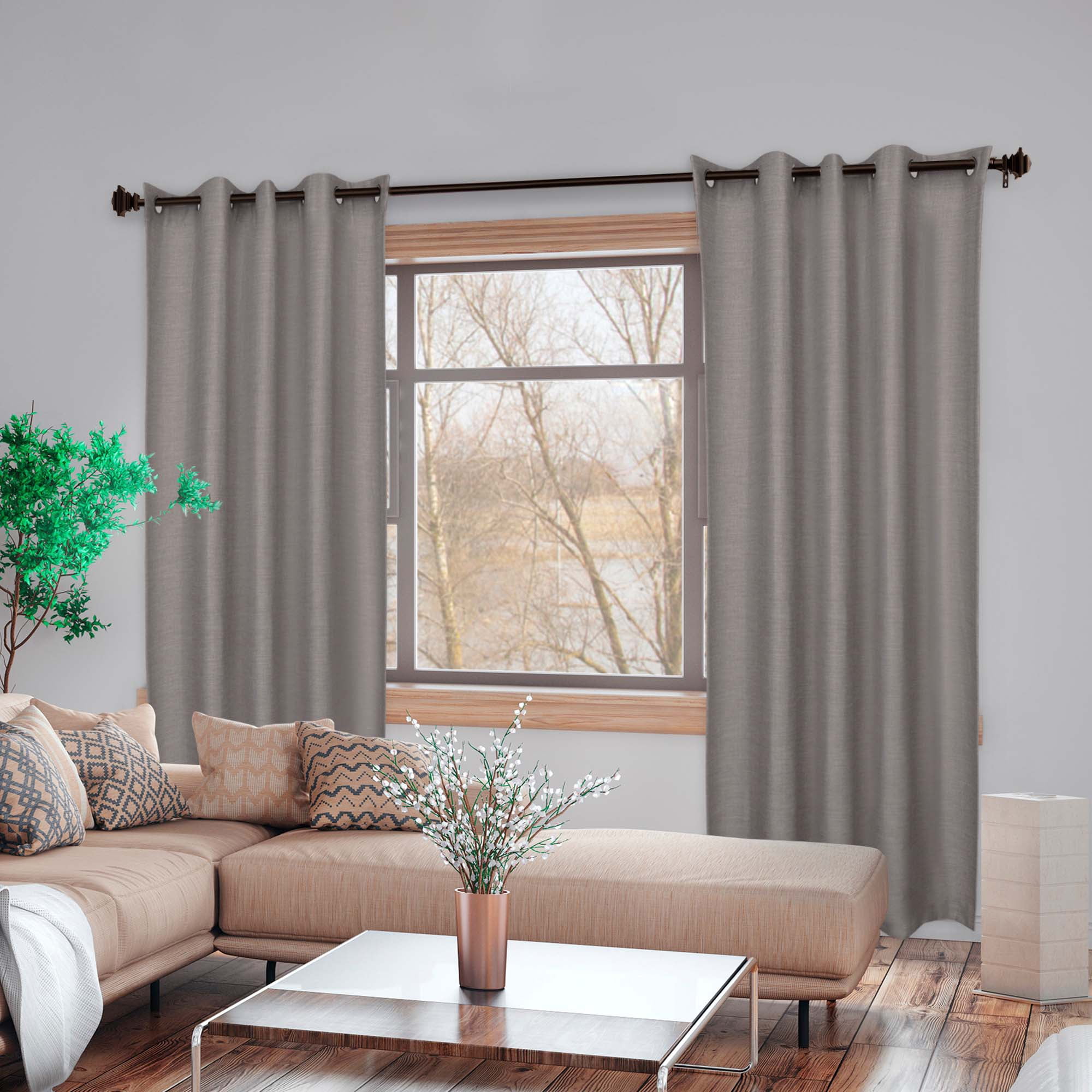 1" Single Curtain Rod Set with Square finials