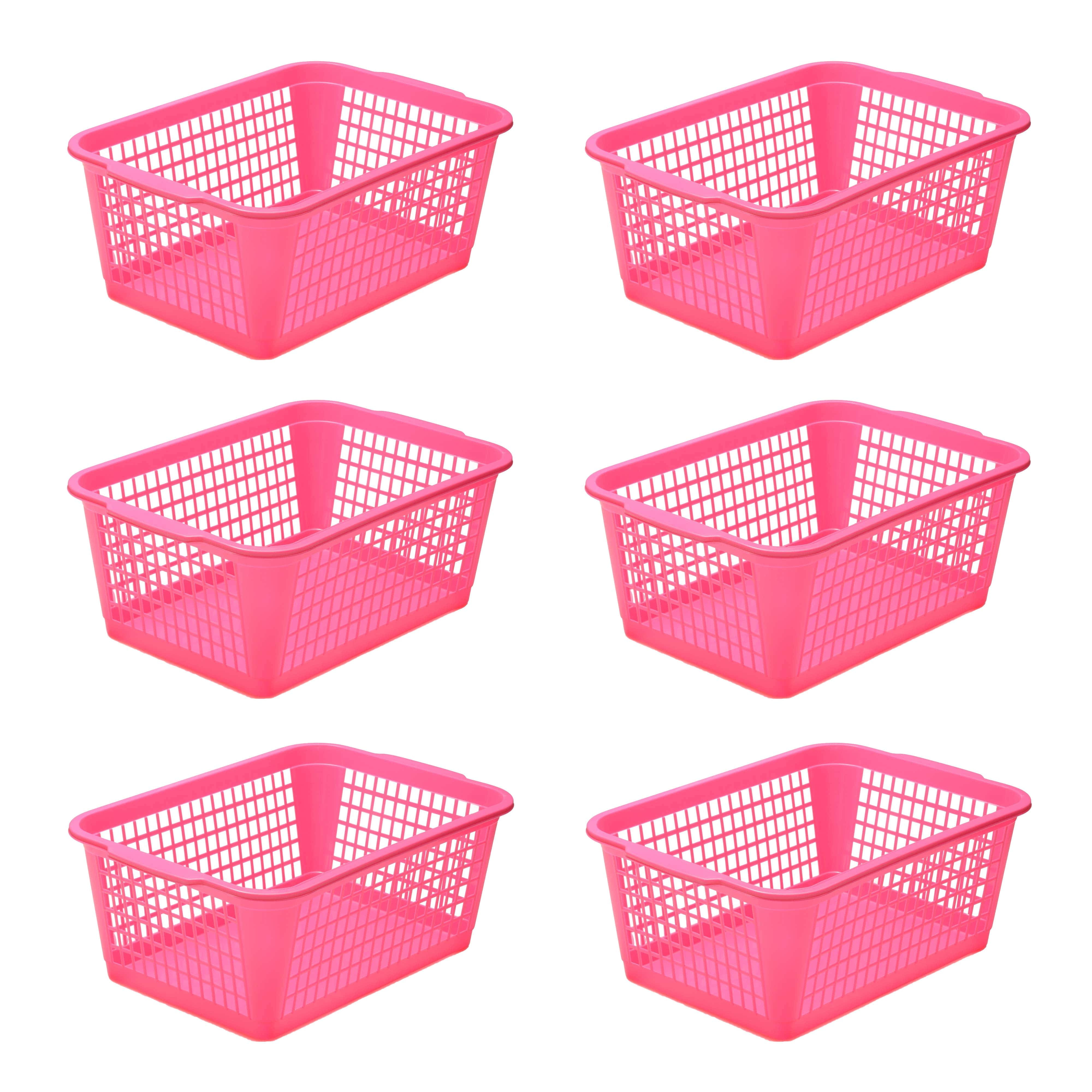 Yesland 6 Pack Plastic Storage Basket Black Basket / Organizer / Bin with Handles for Home Office Closet