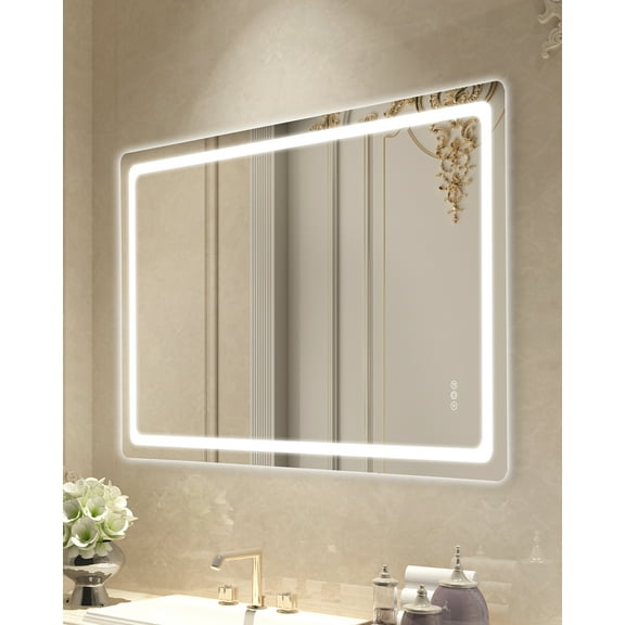 VEVOR LED Bathroom Mirror, 36" x 60" LED Bathroom Vanity Mirror with Frontlit and Backlit, Anti-Fog Memory Mirror with Lights, Stepless 3 Colors Temperature Dimmable Bathroom Mirror, Wall Mounted