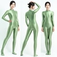 thumbnail image 2 of Leggings brillantes y relucientes MJINM para mujer, leotardo de una pieza, mono, mameluco, mono sexy, mono brillante, mono con cremallera, 2 of 5