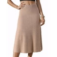 thumbnail image 1 of Faldas de punto acampanadas de mujer INSPIRE CHIC, con cintura alta elástica y tejido elástico, falda midi XL marrón, 1 of 6