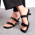thumbnail image 6 of Gpaecead Women Double Strap High Heel Mules Solid Color Backless Cushioned Spring Summer Commute Elegant Shoes,B-Black, 6 of 8