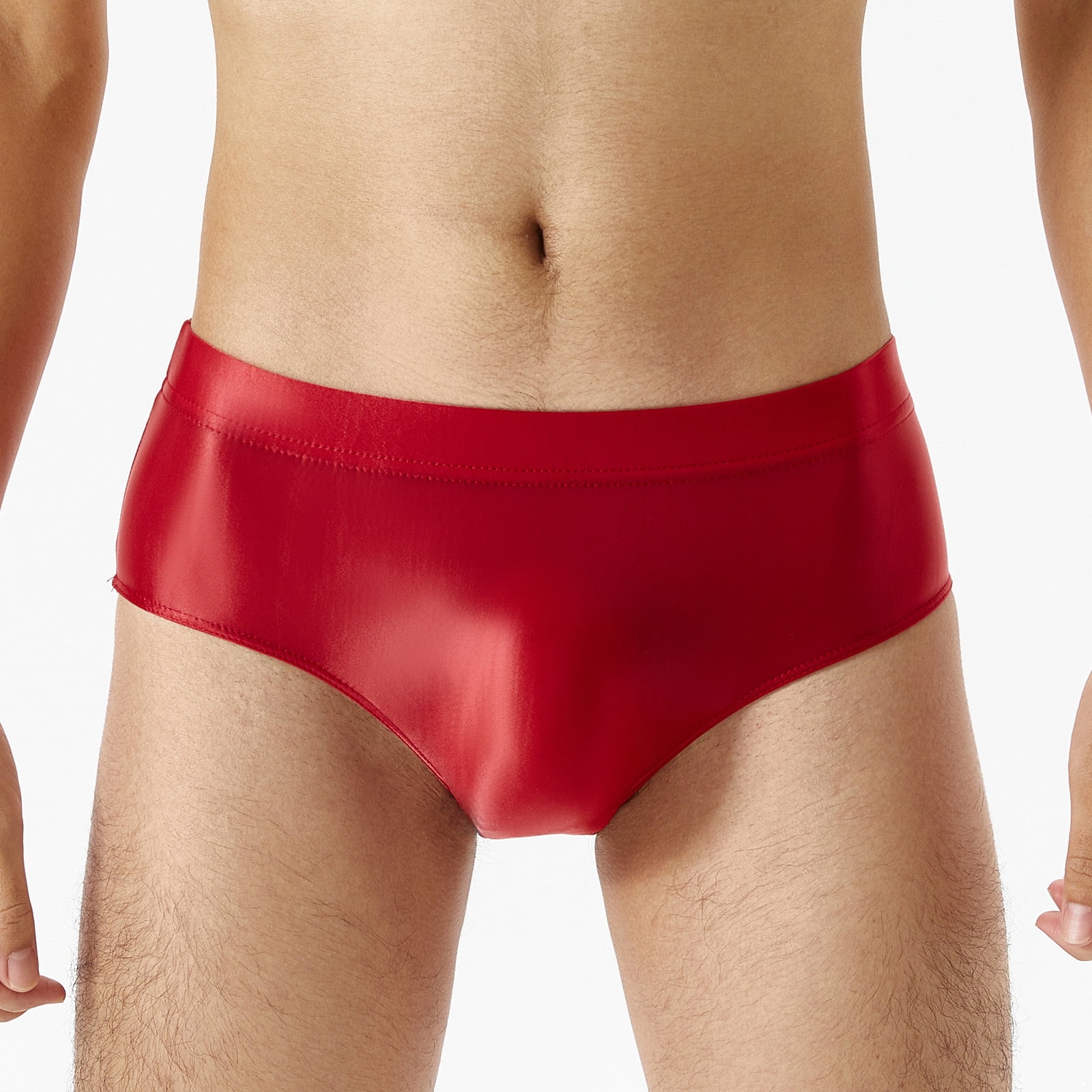 Men Glossy Briefs Swimming Panties Smooth Nylon Low Rise Thong