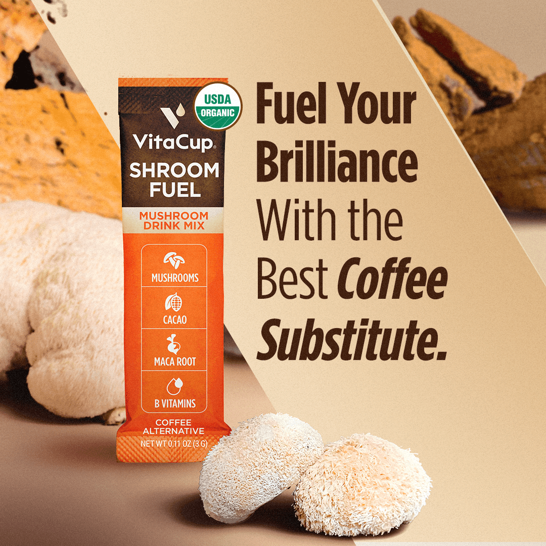 VitaCup Shroom Fuel Mushroom Instant Coffee Alternative Packets, 24 Ct