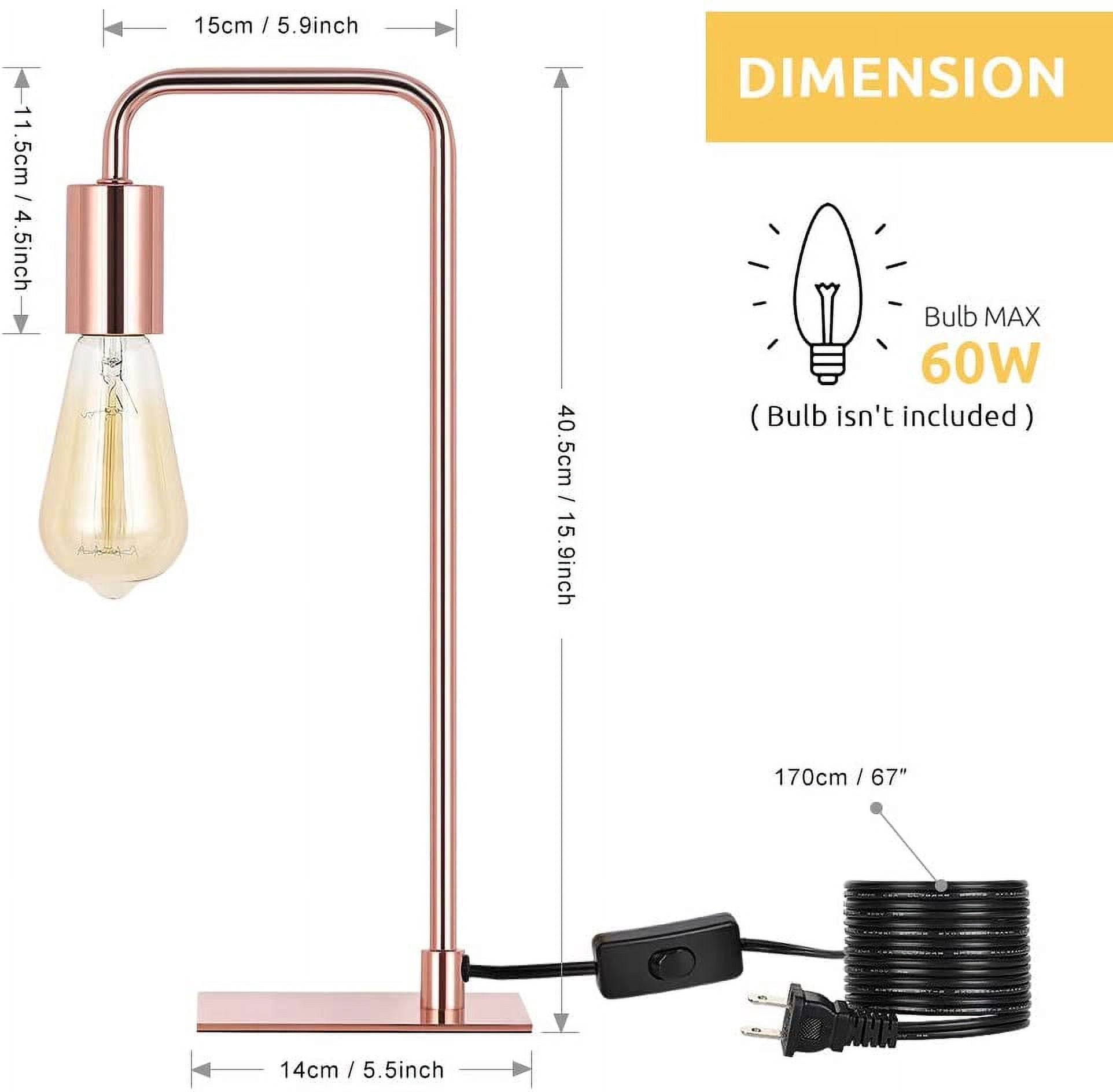 Stylish Industrial Lamp For Bedroom, Girls Room, Office, Dorm Room, Rose Gold
