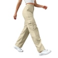 thumbnail image 5 of MAIHAN Womens Wide Leg Pants Cargo Pants for Women High Waisted Baggy Wide Leg Stretchy Y2K Streetwear Black Cargo Pants Women with Pockets(Beige,XXL), 5 of 6
