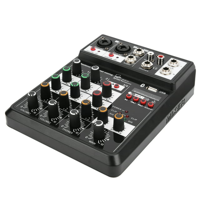 Mezclador de 4 canales Mini mezclador portátil Consola de DJ con tarjeta de sonido para grabación de PC Controlador de sonido de DJ para producción de música en casa ANGGREK Otros