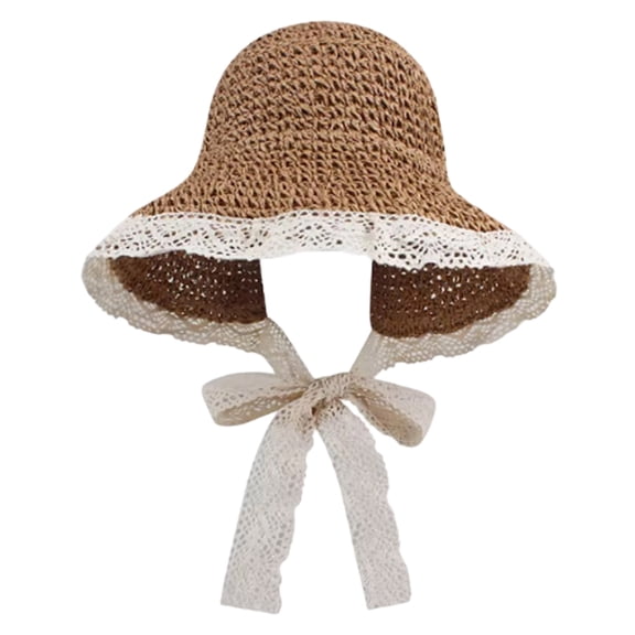 Wxirdiow Newborn Hats for Boys Baby Girl Straw Hat Outdoor Baby Sun Hats Summer Bowknot Cap For Infant Toddler Girls Khaki Size,6-24 Months