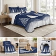 thumbnail image 6 of Quilts Twin XL Size Bedding Set, Navy Blue Christmas Lightweight Quilted Comforter, Xmas Trees Snowflake Snowy Winter Soft Reversible Bedspread Coverlet with Pillow Covers for All Season, 68" x 98", 6 of 9