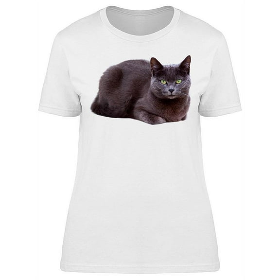 Amazing Eyes Dark Grey Cat T-Shirt Women -Image by Shutterstock, Female Medium