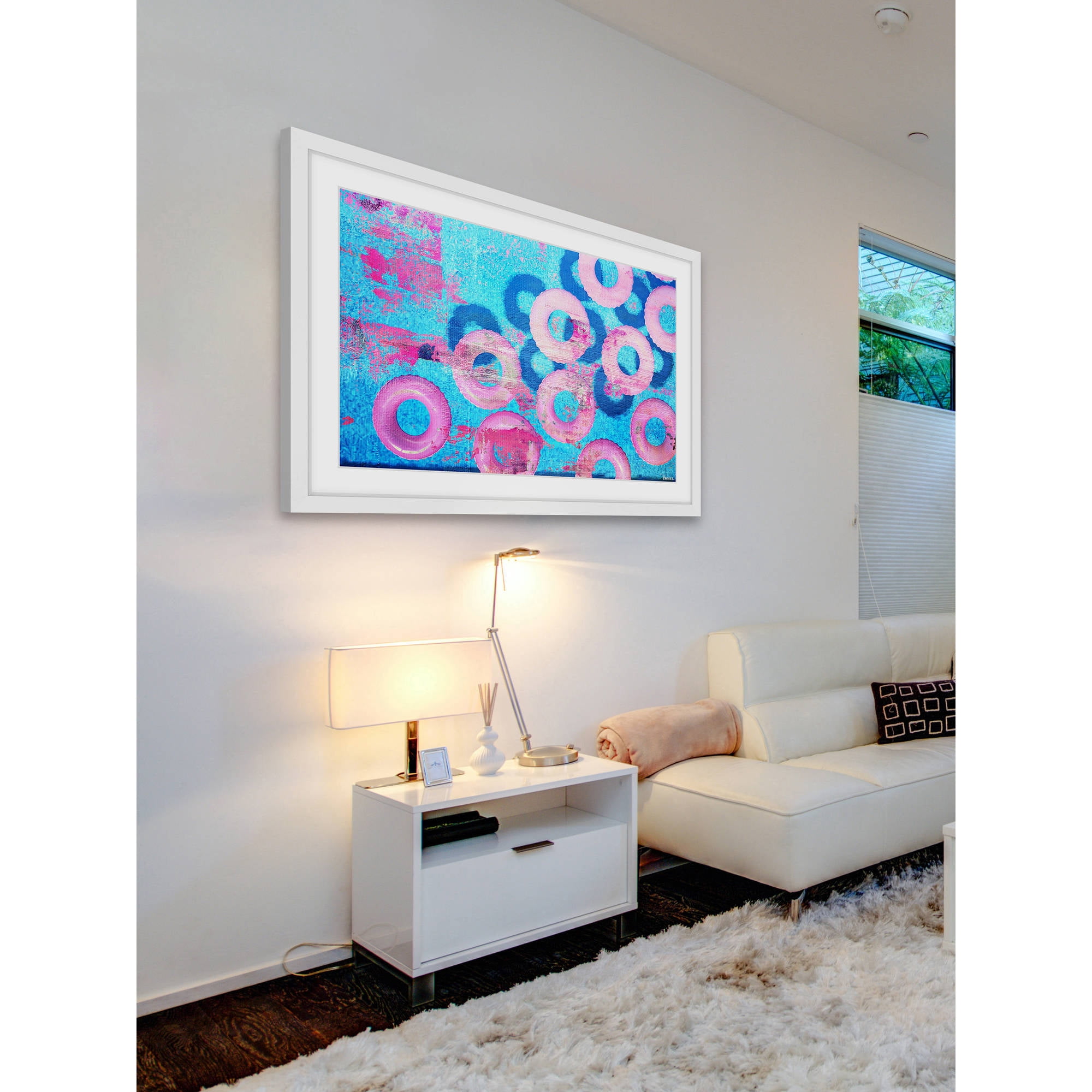 "Pink Inflatables" Framed Painting Art Print, 18" x 1.5"