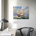 thumbnail image 3 of Nawypu Vintage Ocean Sailing Ship Poster Canvas Print Wall Art Holiday Gift Bathroom Living Room Bedroom Home Decor, 3 of 4