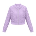 thumbnail image 5 of FRSASU Jackets for Women Summer Cropped Lace See Through Jacket Long Sleeve Zip Up Lightweight Fall Outwear Coats Purple, 5 of 6