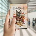 thumbnail image 4 of Hello Fall German Shepherd Scarf Welcome Autumn with Leaves Pumpkins Travel Passport Wallet Alsatian Dog Lover Gifts PU Leather Passport Holder Cover - 00011, 4 of 5
