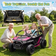 Joyracer 800W 24V Ride on Toys UTV for Kids, 2-Seater, 4WD Power Car Wheels with Remote Control, Bluetooth Music, Rear Storage Box, Four-Wheel Suspension, LED Lights, Pink