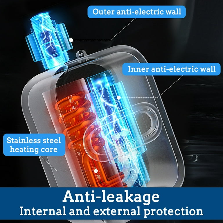 3500W Electric Tankless Water Heater Shower Head Set, Instant Hot Water Heater LCD Display,Overheating Protection, White