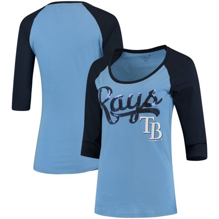 Bay Devil Rays Home Jersey Tampa Bay Rays 5th & Ocean by New Era Women's Baby Jersey 3/4-Sleeve Raglan T-Shirt - Light Blue/Navy - M ()