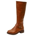 thumbnail image 1 of Bottes Mi-Mollet pour Femmes Mode Automne Semelle Épaisse Talons Carrés Bottines à Fermeture Éclair Bout Rond Chaussures pour Style, 1 of 9