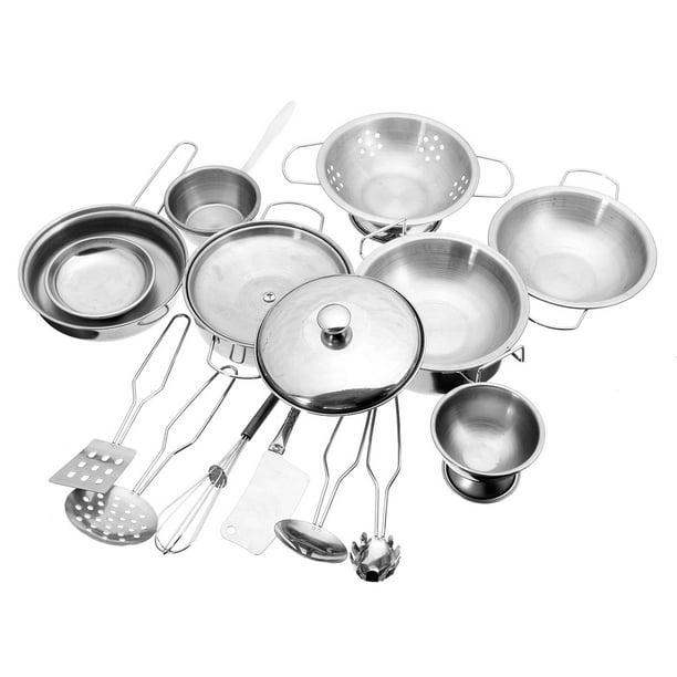 16pcs Stainless Steel Kitchen Cookware Kitchen Cooking Set Pots Pans Toy For Children Play House Toys Walmart Com Walmart Com