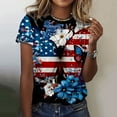 thumbnail image 2 of HEILAU 4th of July Shirts for Women Independence Day American Flag Graphic Tees Crew Neck Floral Print Casual T Shirt Patriotic T Shirts, 2 of 4