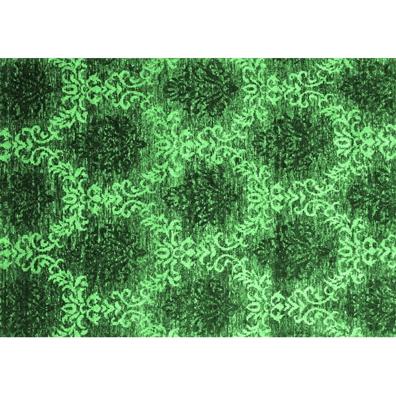 Ahgly Company Indoor Rectangle Abstract Emerald Green Contemporary Area Rugs, 6' x 9'
