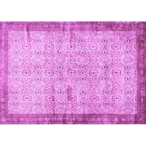 Ahgly Company Indoor Rectangle Oriental Purple Traditional Area Rugs, 7' x 10'