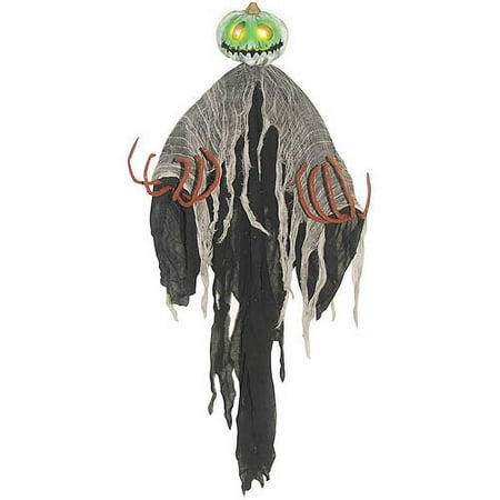 Hanging Light Up White Face Pumpkin Man