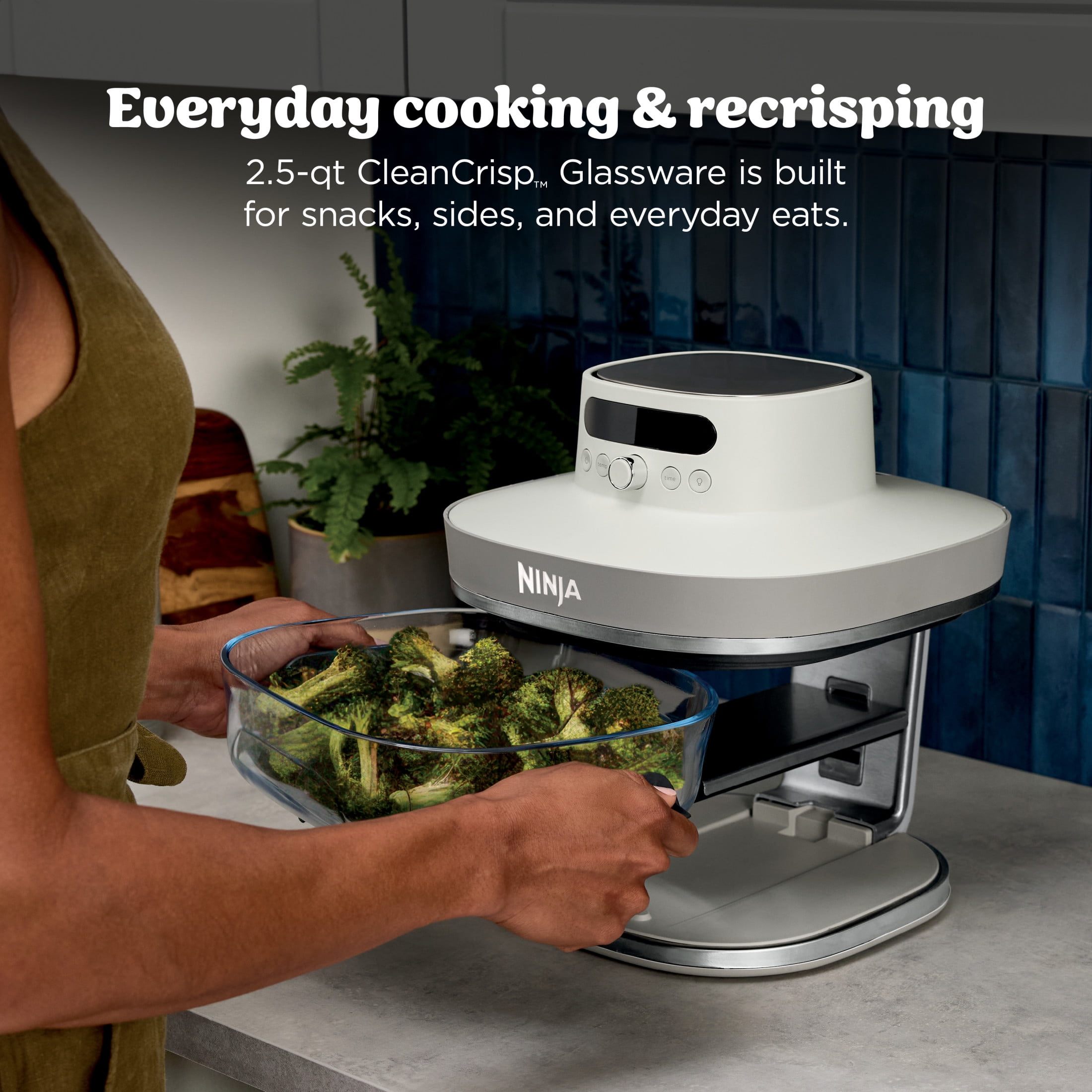 Ninja Crispi Pro Glass Air Fryer 6-Qt & 2.5-Qt, 6-in-1, Air Fry, Bake, Dehydrate, Dishwasher Safe, AS101LG Dove