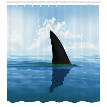 Shark Shower Curtain Shark Fish Fin Over The Sea Surface Danger