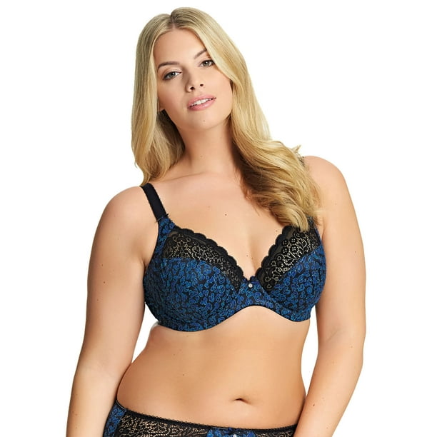 Elomi Elomi Womens Jodi Underwire Plunge Stretch Bra, 42H, Velvet