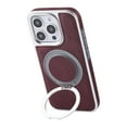 thumbnail image 3 of for iPhone 13 Pro Case, Plating PU Leather Magnetic Mag-Safe Phone Case with Built-in 360° Rotatable Ring Stand Shockproof Protective Kickstand Phone Case for iPhone 13 Pro, Winered, 3 of 9