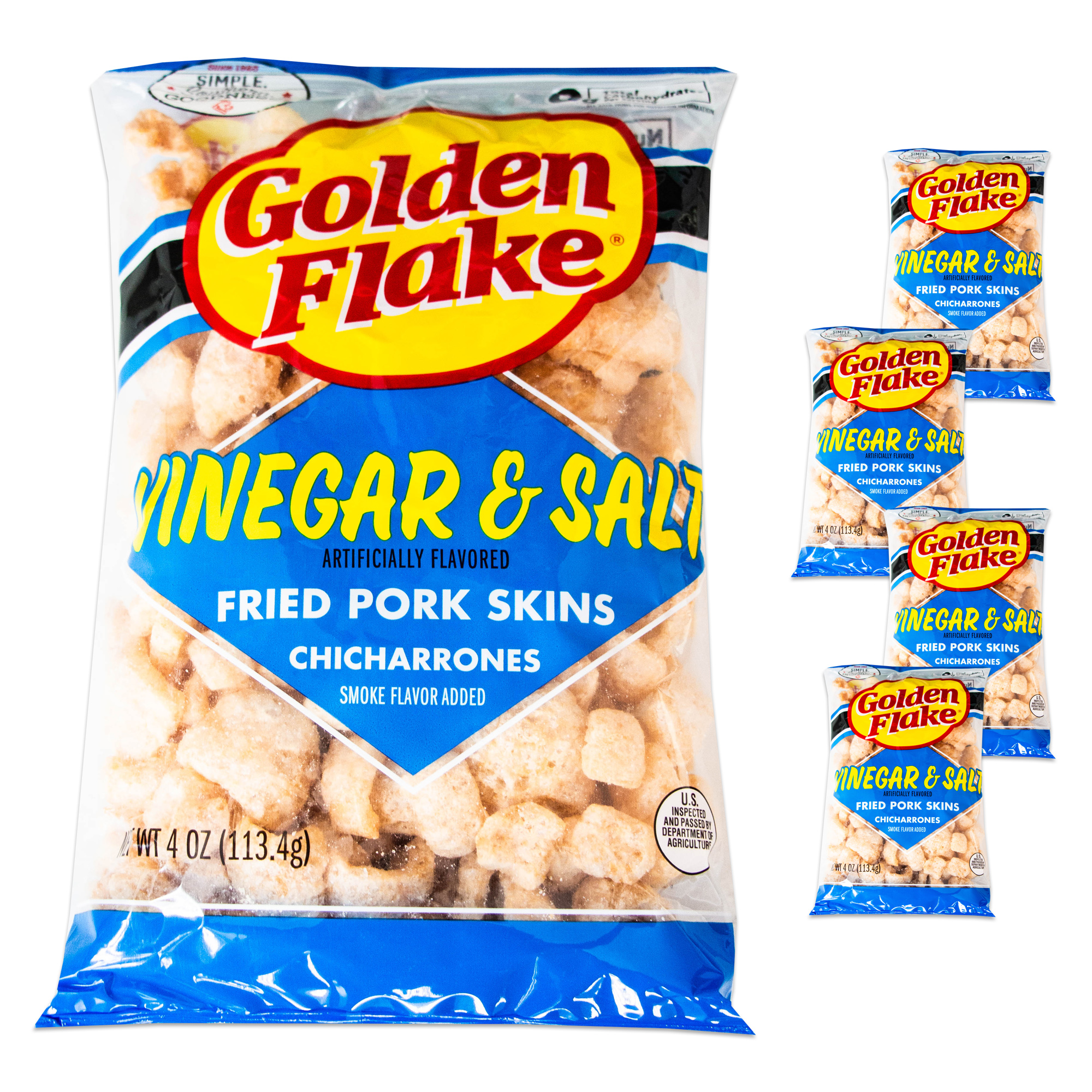 Golden Flake Utz Salt and Vinegar Pork Rinds Chicharrones Crispy