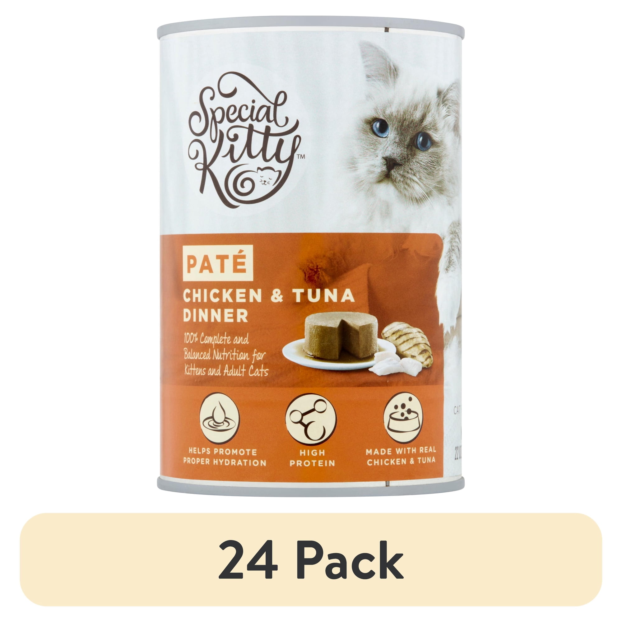 (24 pack) Special Kitty Chicken & Tuna Dinner Pate Wet Cat Food, 22 oz Can