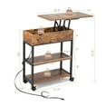 thumbnail image 2 of Gymax Lift Top End Table w/ Charging Station Storage Shelves Wheels Mobile Bedside, 2 of 9