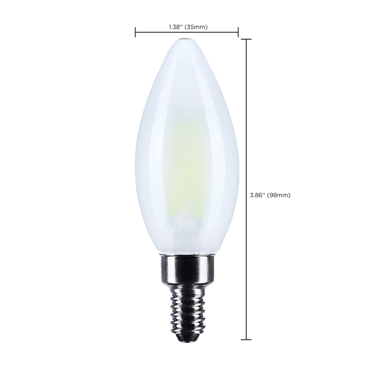 Satco S12497 LED B11 Candle Light Bulbs 8W 120V 4000K High Lumen E12 Candelabra Base Dimmable Frost Finish WET Location (6 Pack)