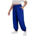 thumbnail image 4 of Plus Size Women's Elastic Waist Sweatpants with Pockets, Loose Fit Long Casual Sport Pants for Daily Wear, Workout, Gym, Lounge, and Outdoor Activities Dark Blue M, 4 of 6